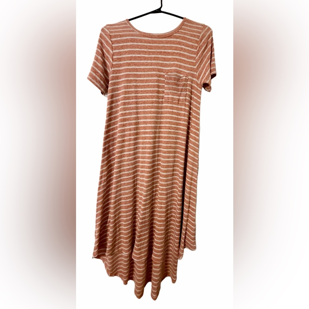 🧡 LuLaRoe Carly Dress | XXS | Rust Orange & White Stripes | Cozy Chic 🧡